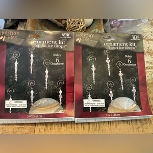 2 packsHoliday Time Ornament Kit, heart ice drops, makes 6 each, total 12.
